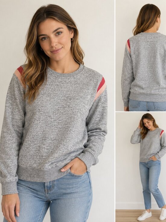 Marine Layer Sweaters - Marine Layer Pullover Sweatshirt Women’s Large Gray Colorblock Cozy Fleece Top